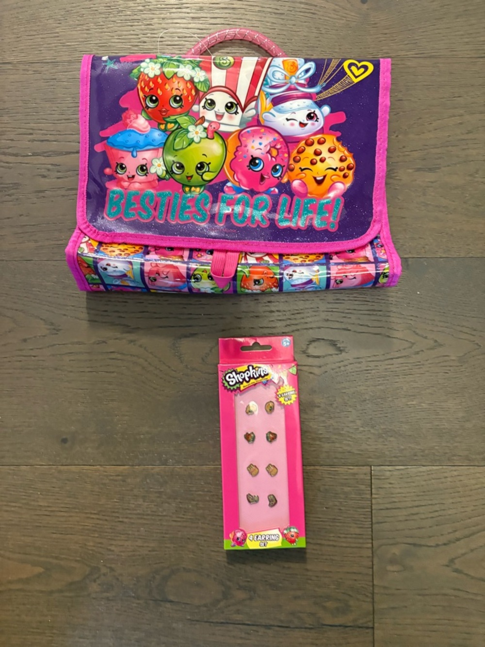 Shopkins earrings and travel organizer NWT